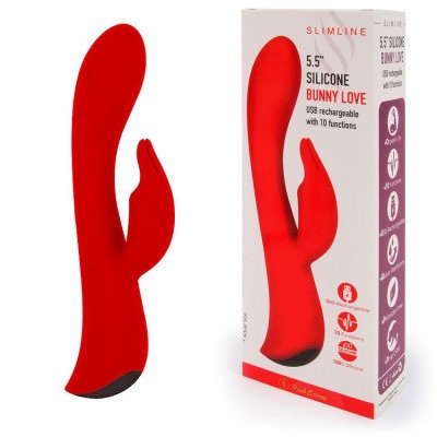 Вибромассажер Bunny Love 5.5" красный