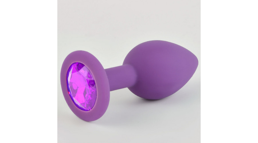 Анальная пробка фиолетовая, цвет кристалла лиловая, силикон D28