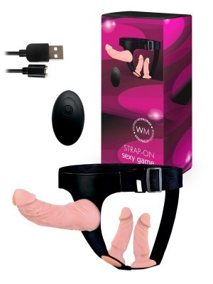 Страпон 10 режимов, 3 насадки киберкожа 