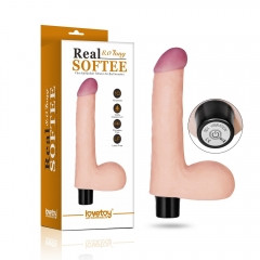 Вибратор REAL SOFTEE Vibrating Dildo 8.0" с мошонкой