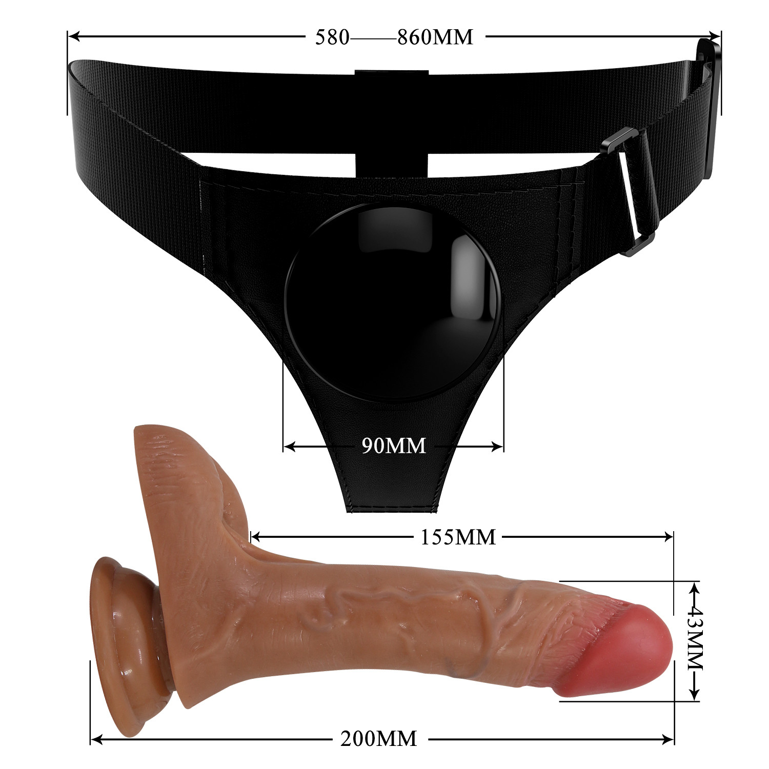 Страпон Oher 7,4" с эффектом эякуляции