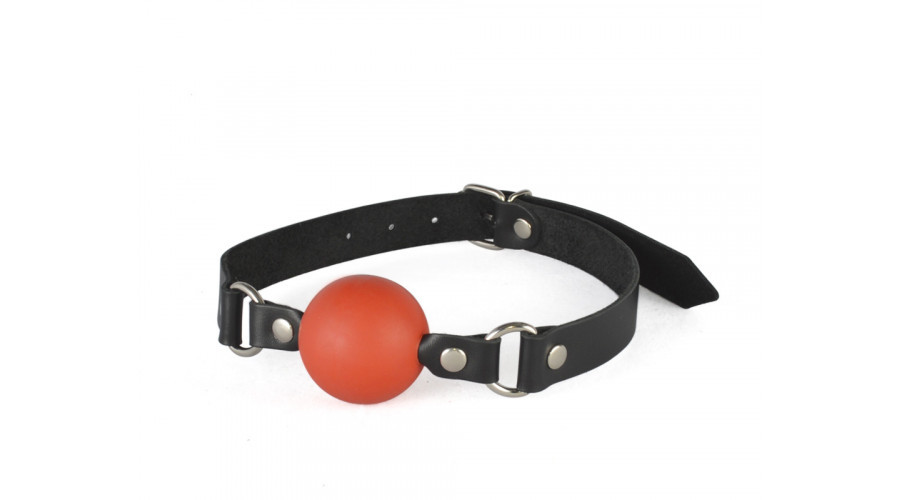 Кляп шар красный с черным ремешком