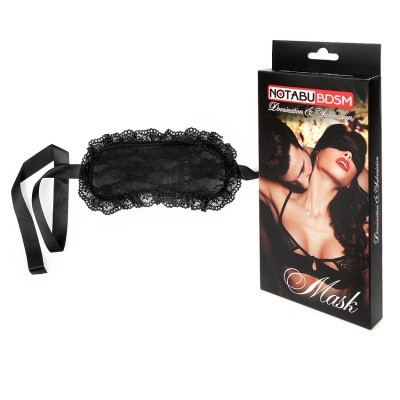 Кружевная  маска черная на лентах