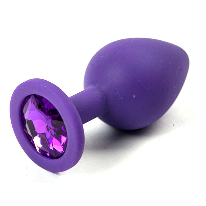 Анальная пробка фиолетовая, цвет кристалла фиолетовый, силикон D28