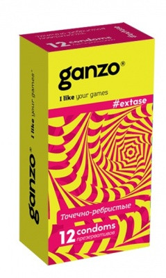 Презерватив "GANZO" EXTASE №12 точечно- ребристые 