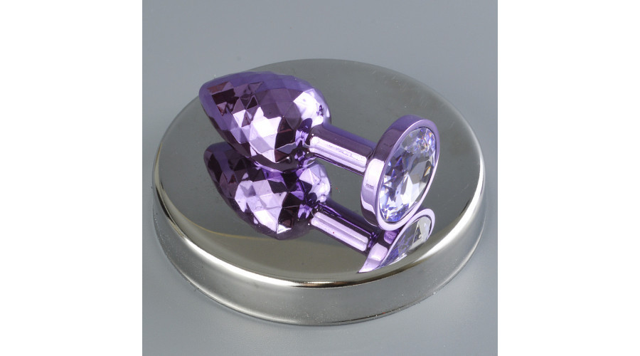 Анальная пробка гранёная с лиловым кристаллом Ø 28 мм