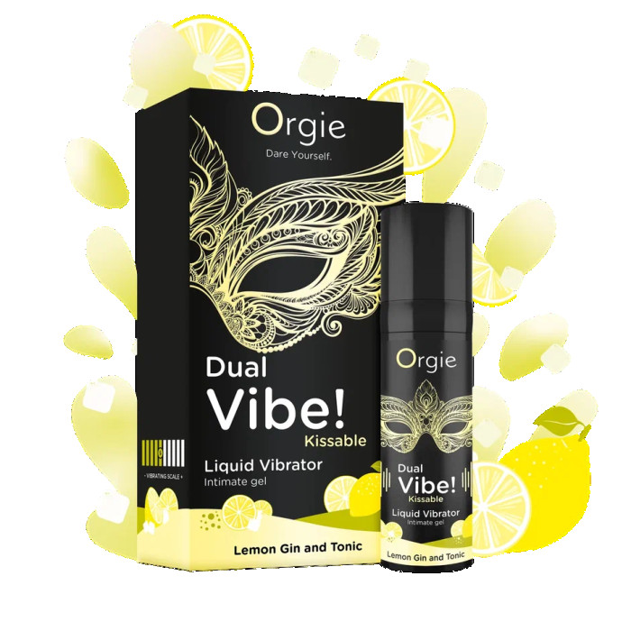 Гель Orgie DUAL VIBE! со вкусом коктейля LEMON GIN AND TONIC, 15 мл