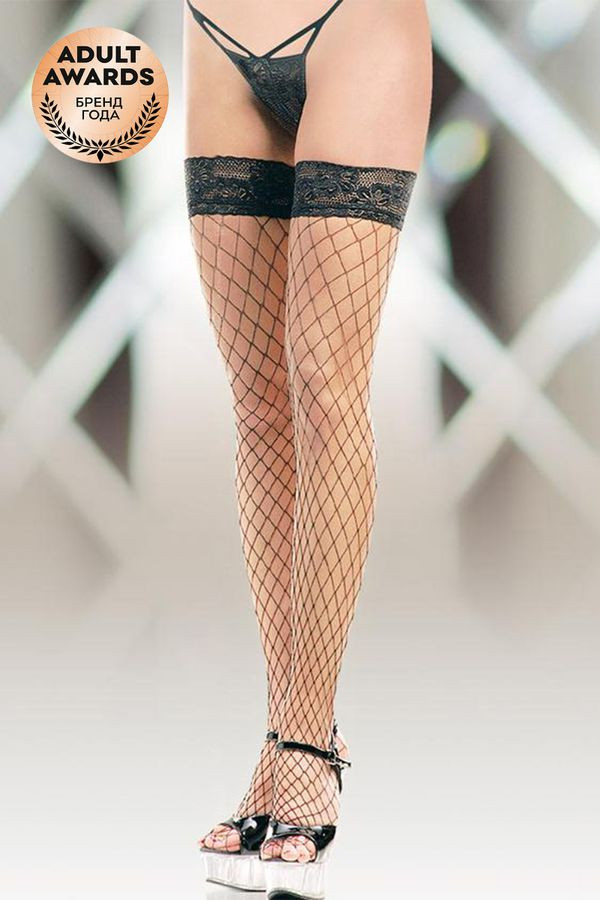 Чулки Soft Line сетка крупная, черные 4