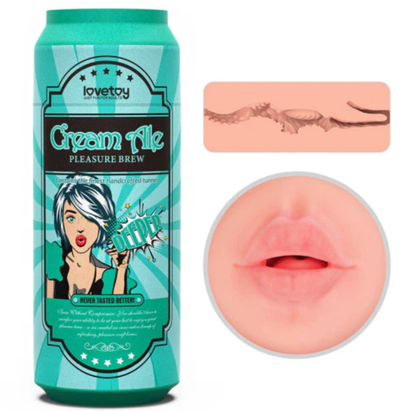 Мастурбатор в пивной банке Cream Ale, рот