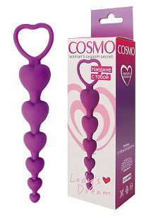 Анальная цепочка сердце COSMO фиолетовая