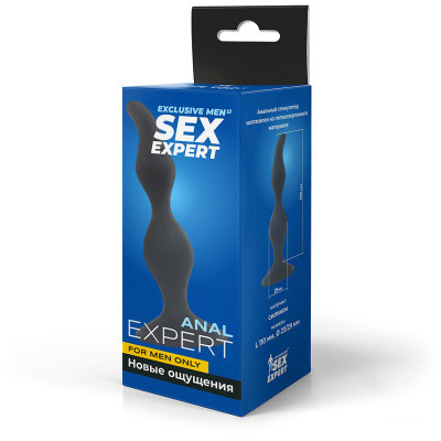Анальная втулка-елочка SEX EXPERT черная силикон
