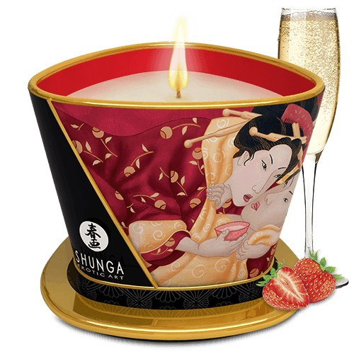 Свеча массажная Shunga Клубника 170 мл.