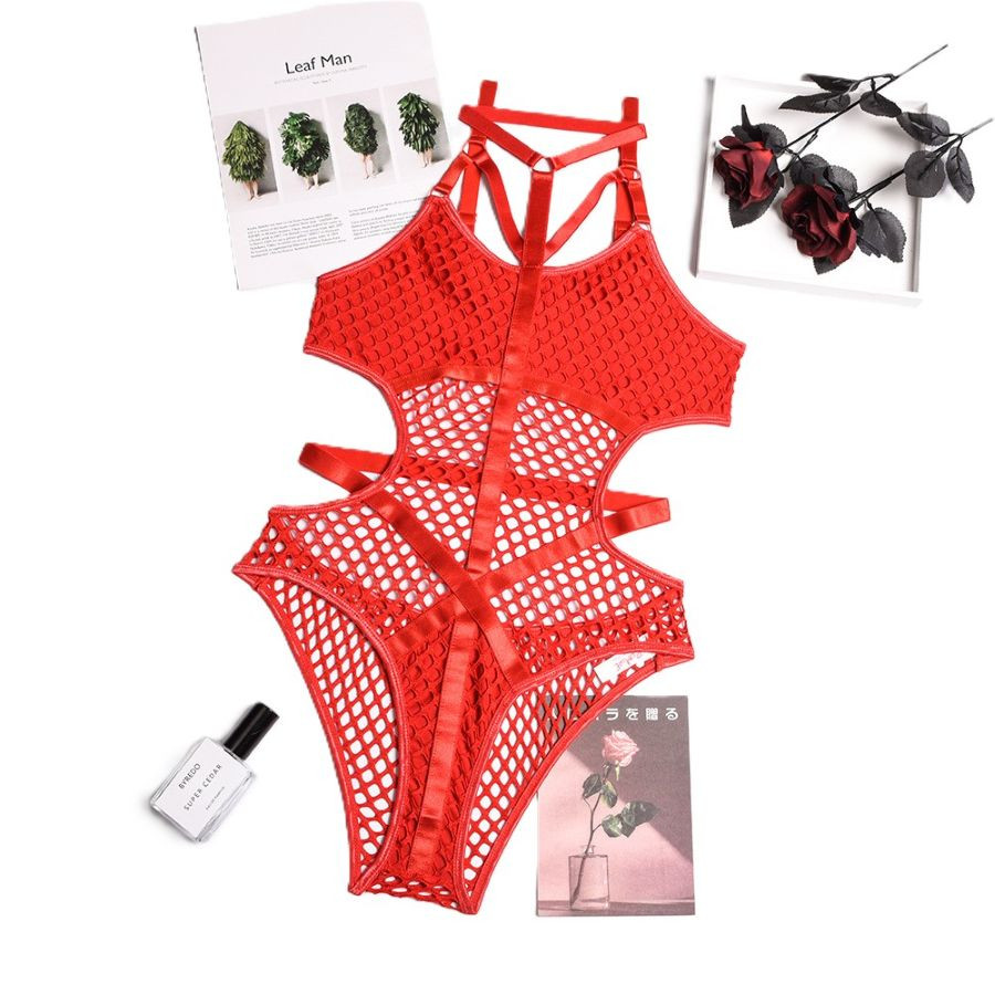 Боди сетка S, красный