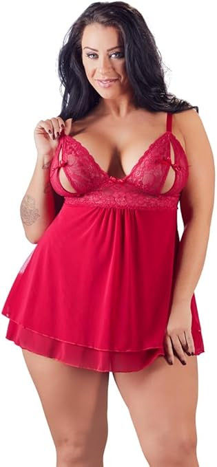Сорочка Cottelli Curves Babydoll, красная, 2XL