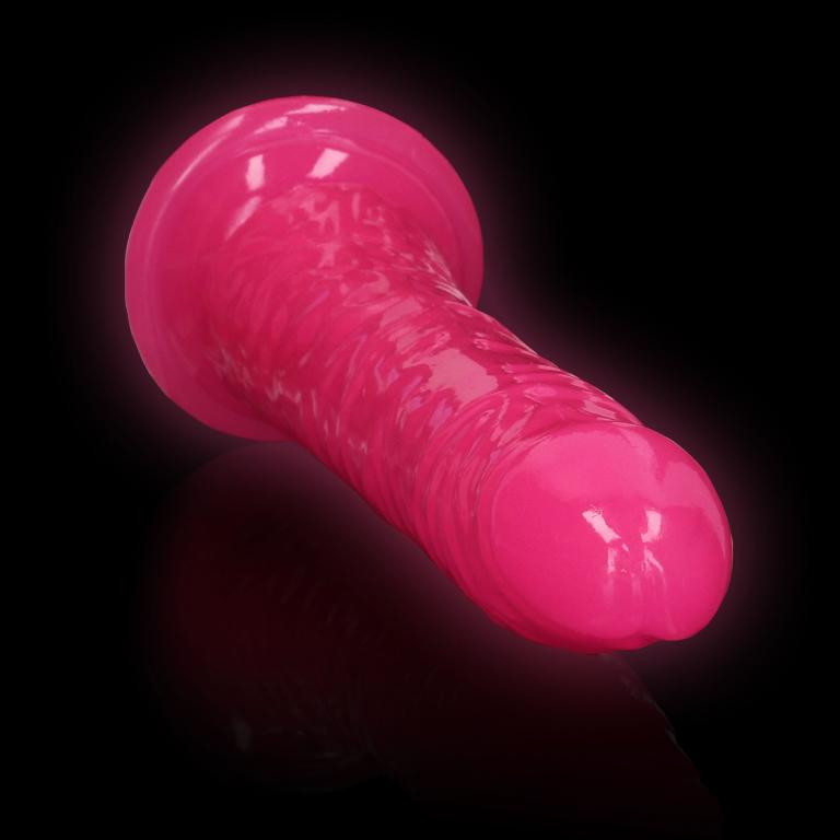 Фаллоимитатор Slim Pink люминисцентный - 20 см