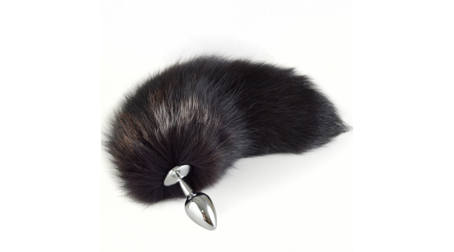 Анальная пробка металлическая Ø 2,7 хвостик  темный