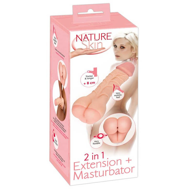 Мастурбатор-насадка на член Nature Skin 2 in 1 Extension