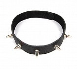 Ошейник черный кожа с шипами