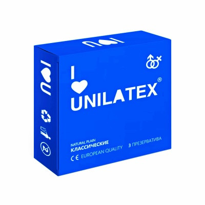 Презервативы UNILATEX "NATURAL PLAIN" классические, 3шт