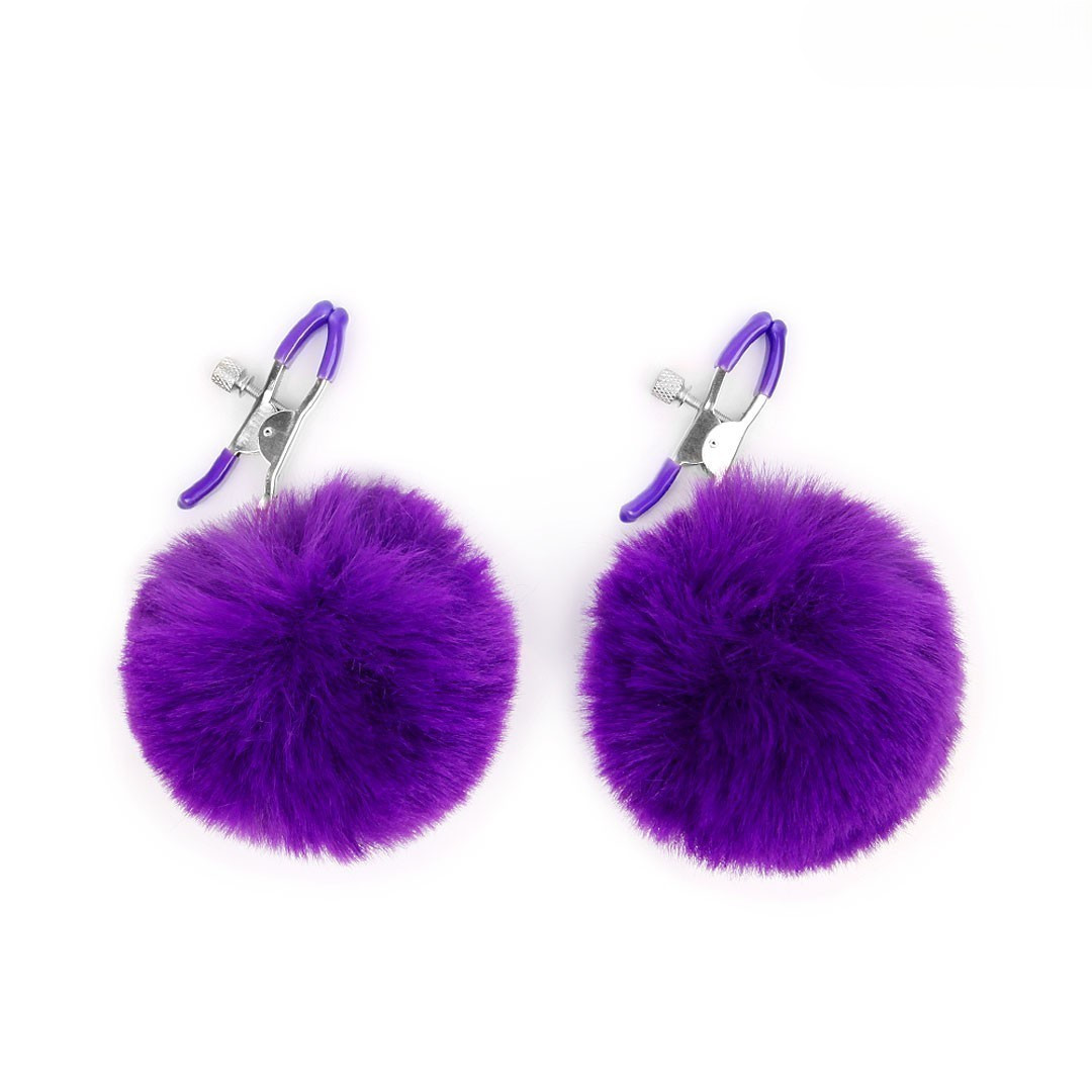 Зажимы на соски с пушком фиолетовым