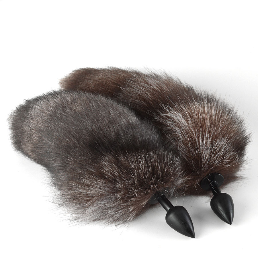 Анальная пробка силикон Ø 2,8 с серо-коричневым хвостиком