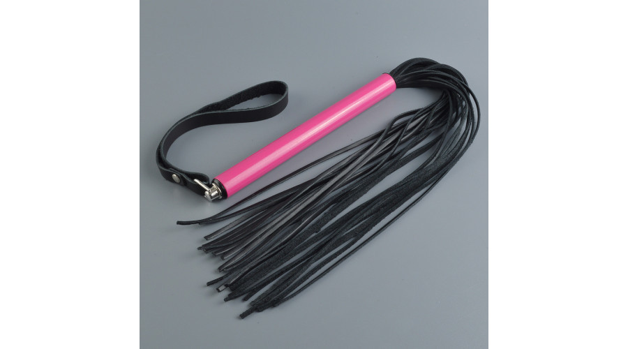 Плеть MIX черно/розовая кожа, 47 см