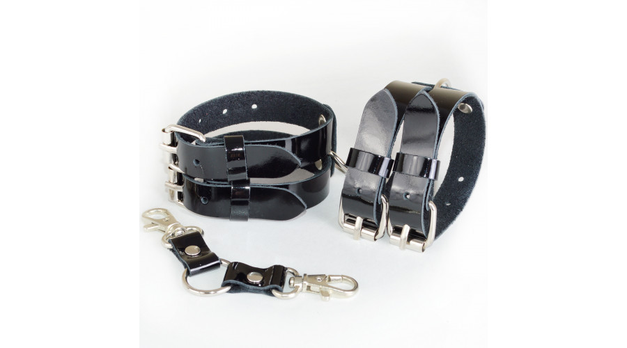 Наручники кожа лак, черные