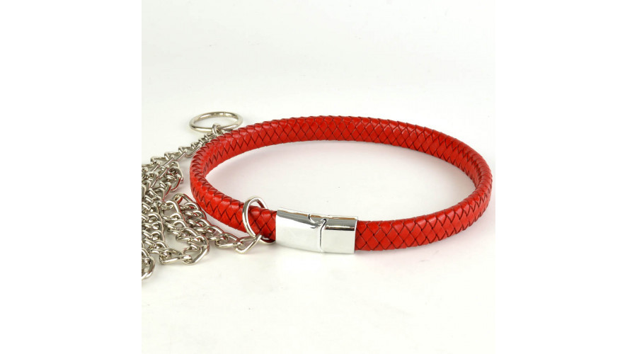 Ошейник из винилового шнура красный