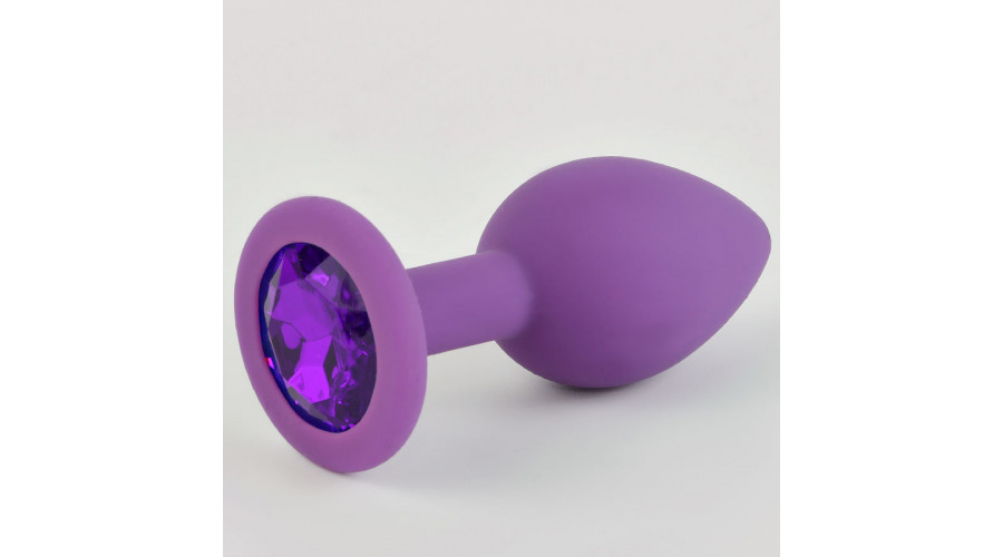 Анальная пробка фиолетовая, цвет кристалла фиолетовый, силикон D35