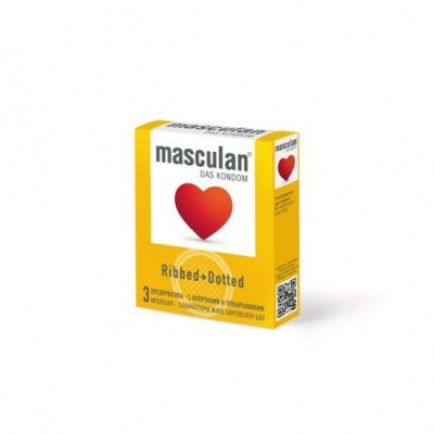 Презервативы Masculan Ribbed+Dotted, 3 шт Точки+кольца