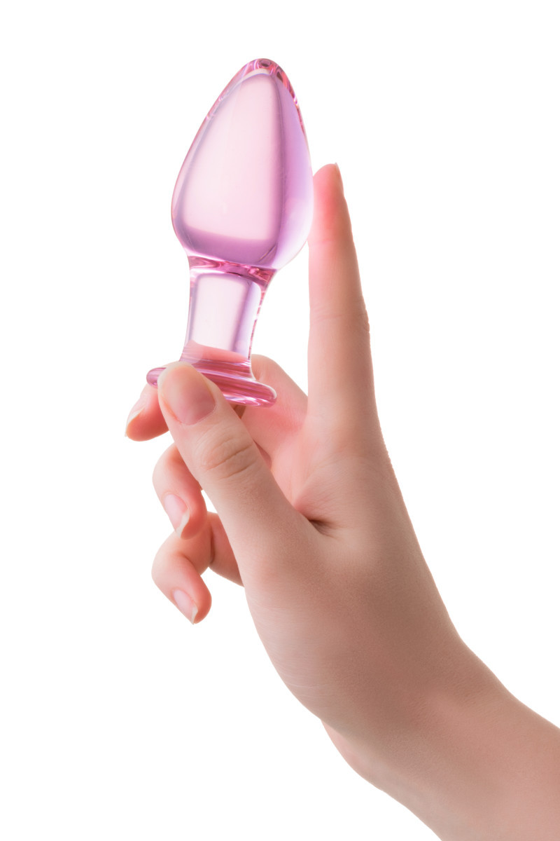 Анальная пробка стекло, розовая 10 см, Ø 4 см