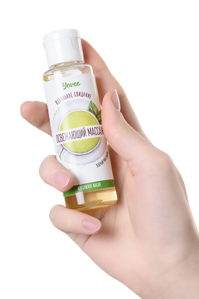 Массажное масло Yovee «Освежающий массаж», зелёный чай и мята, 50 мл 