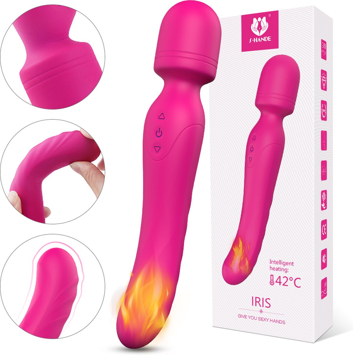 Двухсторонний вибратор с подогревом Iris, 23.2 см