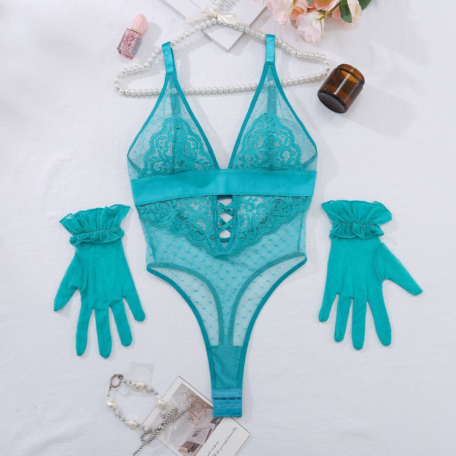 Боди в горошек бирюзовый, S 