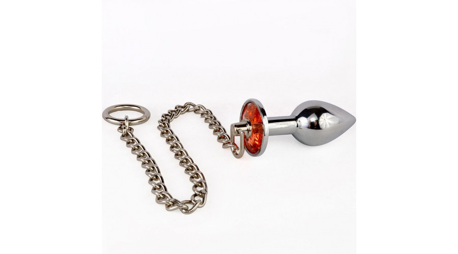 Анальная пробка серебро с цепочкой Ø 26 мм