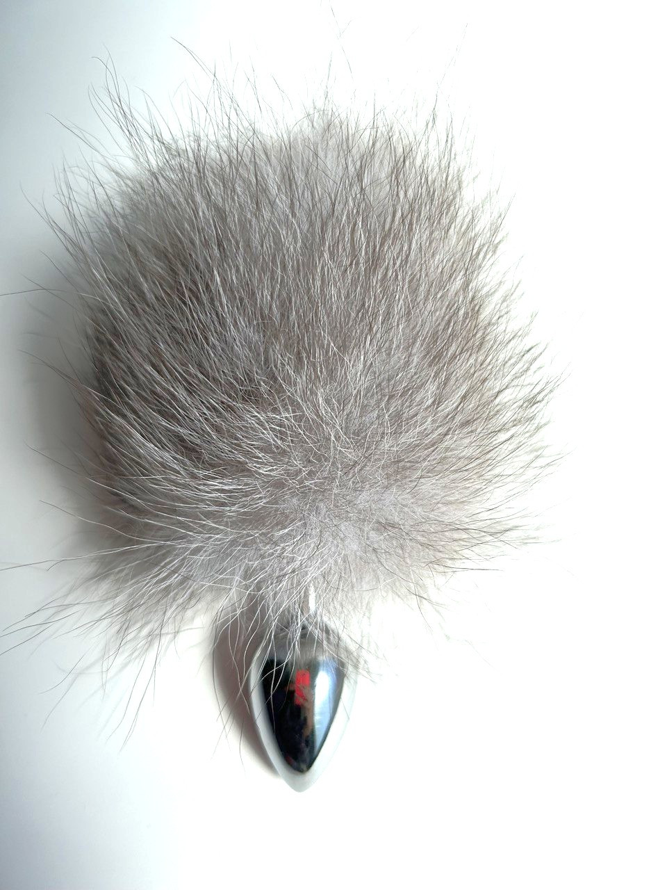 Анальная пробка металлическая Ø 2,7 хвостик  серый