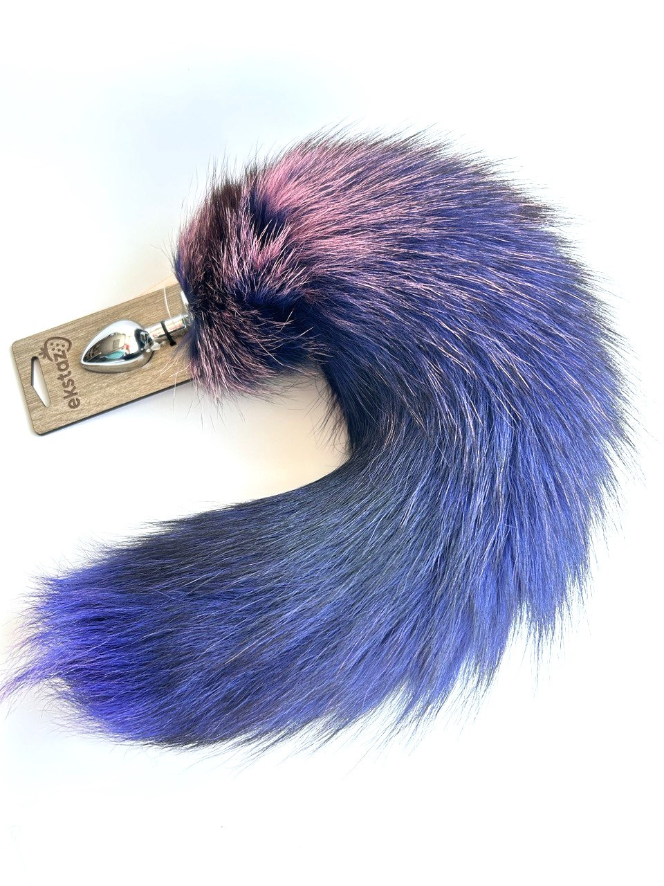 Анальная пробка металлическая Ø 2,8 синий/розовый песец