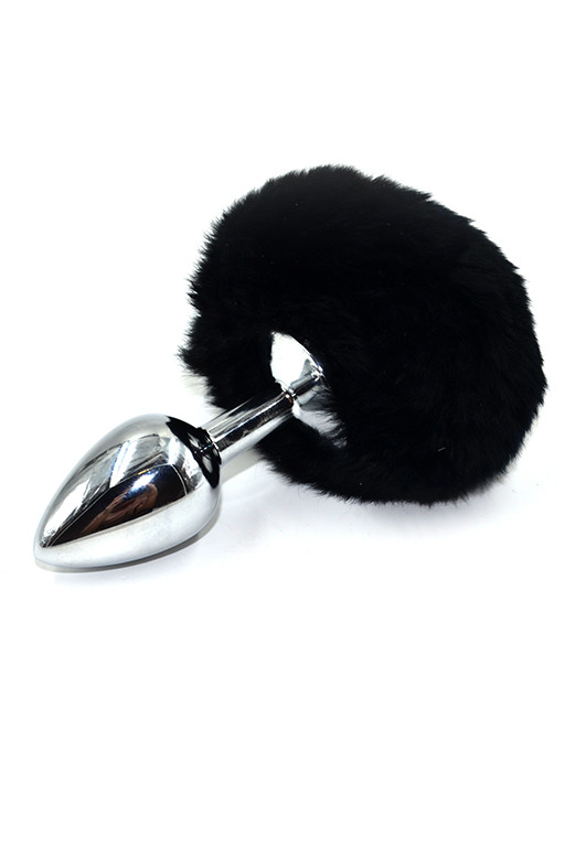 Анальная пробка металлическая, хвостик черный