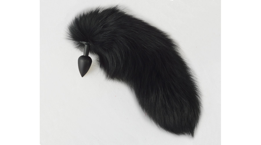 Анальная пробка силикон Ø 2,8 с хвостом черная чернобурка