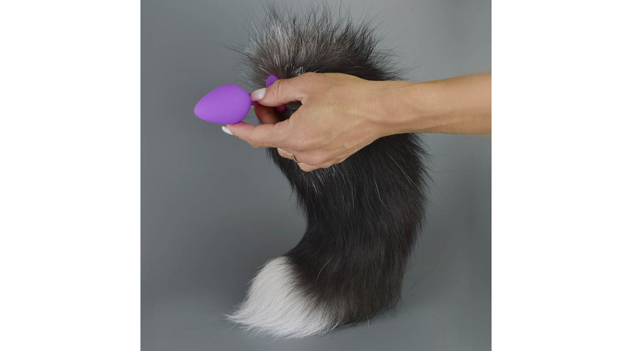 Анальная пробка силикон фиолетовый Ø 2,8 хвостик чернобурка 