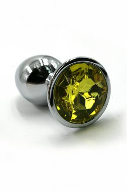 Анальная пробка DIAMOND серебро кристалл желтый 2,8 см