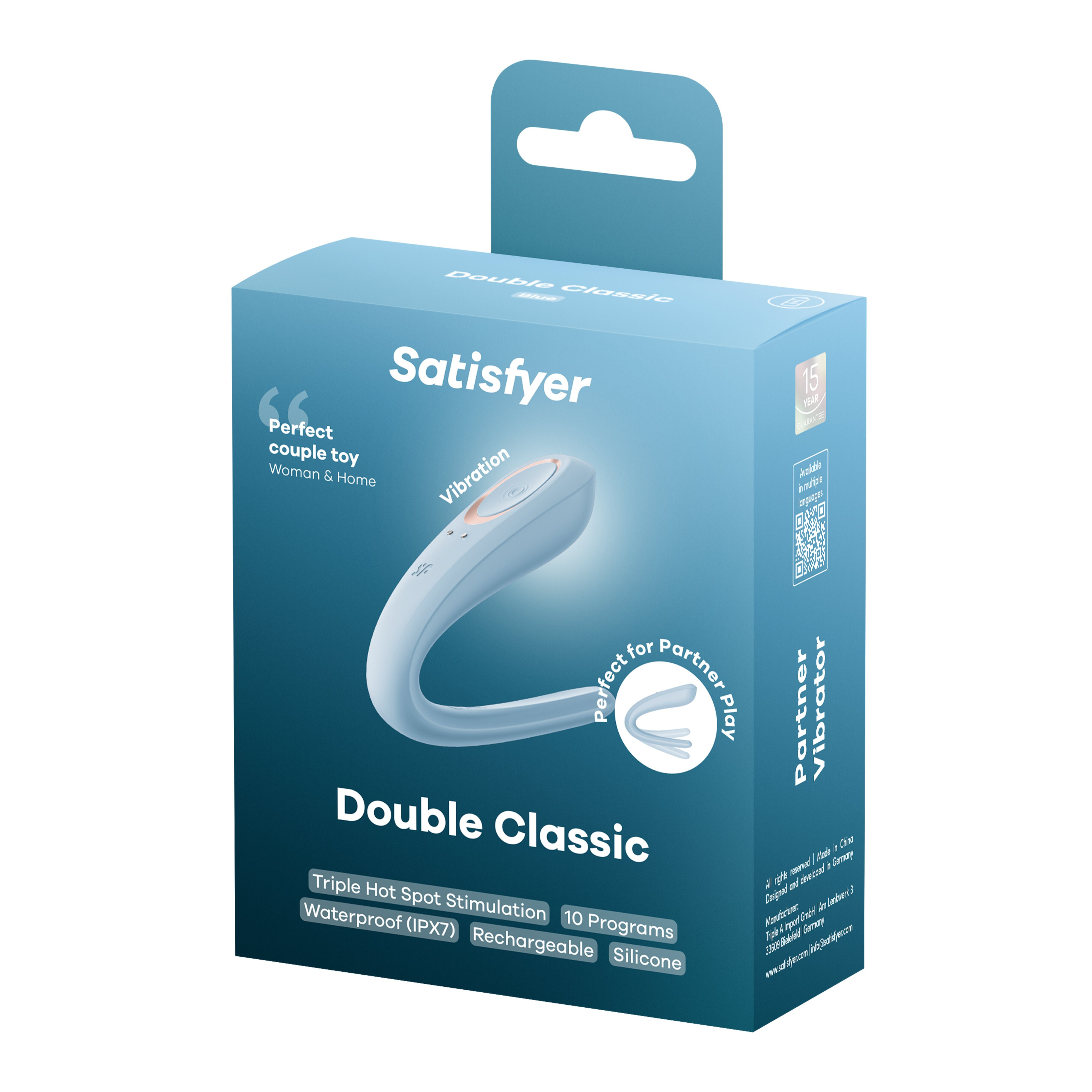 Вибромассажер Satisfyer Double Classic,голубой