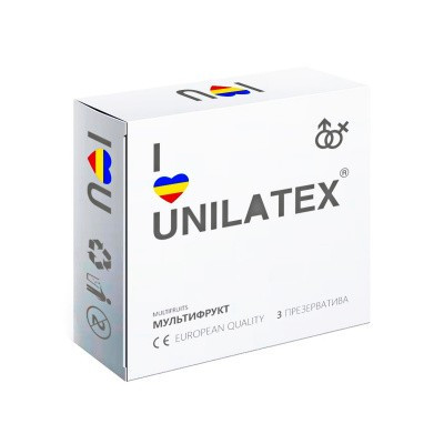 Презервативы UNILATEX multifrutis, аромат, цветные, 3шт