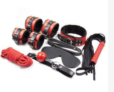 Комплект БДСМ черно-красный, 7 предметов