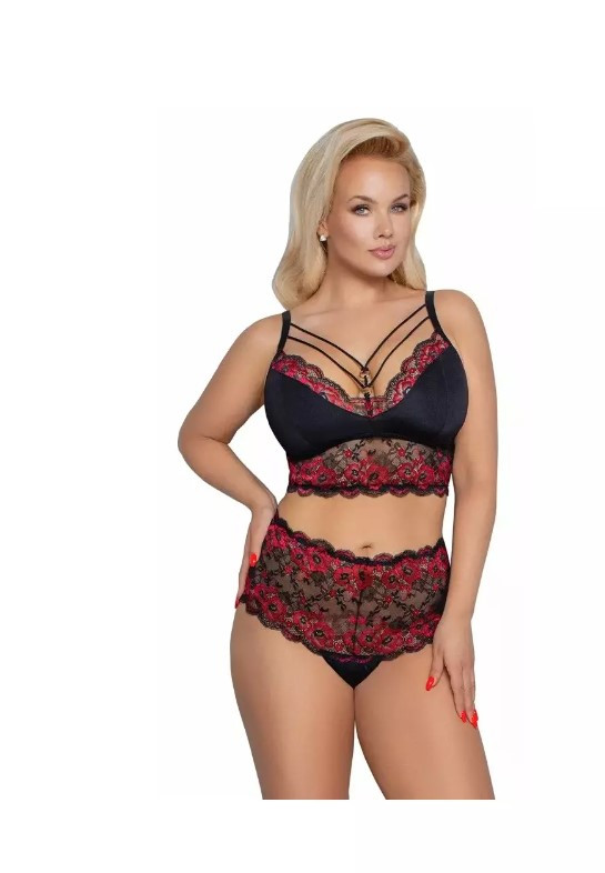 Комплект белья Cottelli  (бюст+трусы) 2XL красно-черный