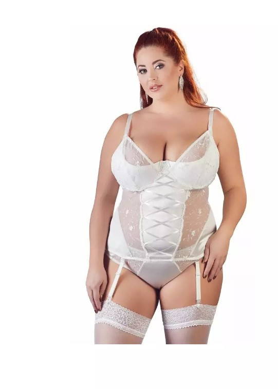 Комплект белья Cottelli Curves: грация + стринги, 85E/L, белый